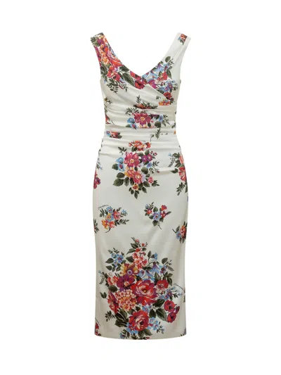Dolce & Gabbana Floral Print Suit With Sleek Draped Detail In Multi