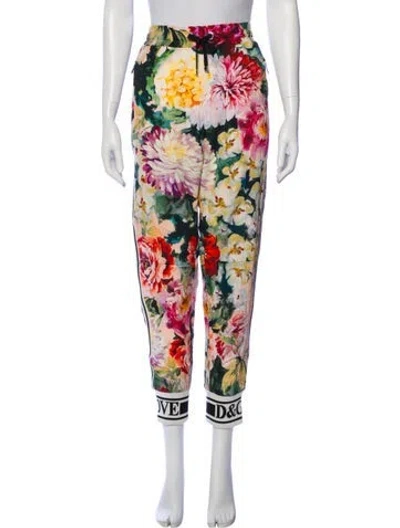 Pre-owned Dolce & Gabbana Floral Print Sweatpants In Green