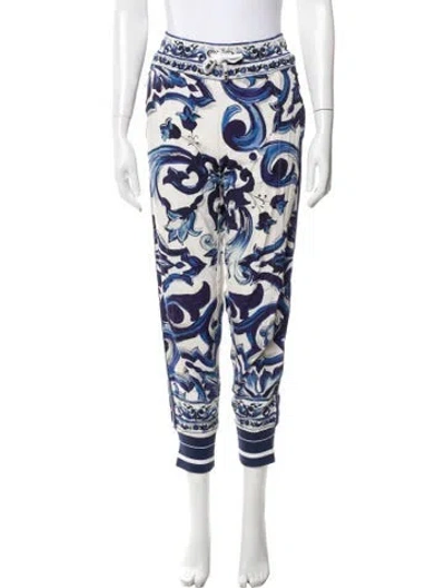Pre-owned Dolce & Gabbana Floral Print Sweatpants In White