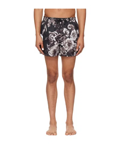 Dolce & Gabbana Floral-print Silk Shorts In Hn5dy Fiori Grig Ner