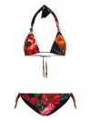 Dolce & Gabbana Bikini A Triangolo Stampa Fiori In Brown