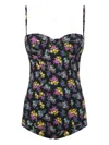 Dolce & Gabbana Floral-print Swimsuit In Black