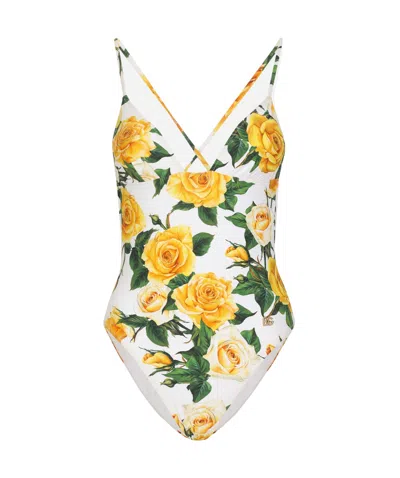 DOLCE & GABBANA DOLCE  GABBANA ROSE PRINTED ONE-PIECE SWIMSUIT
