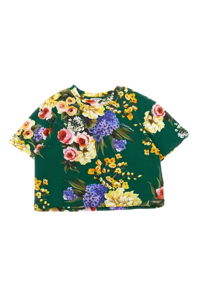 Dolce & Gabbana Floral Print T-shirt In Green