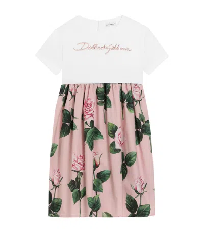 Dolce & Gabbana Kids' Floral Print T-shirt Dress In White