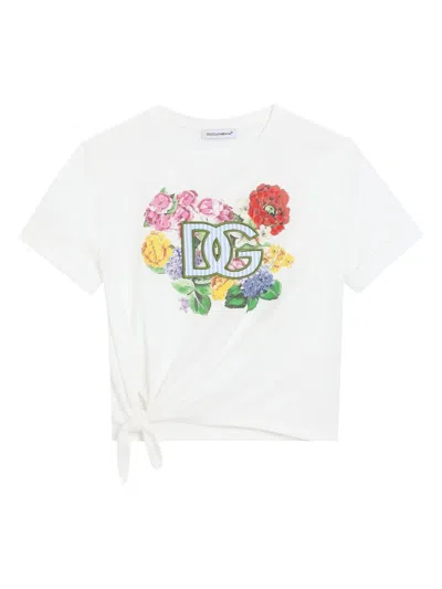 Dolce & Gabbana Kids' Floral-print T-shirt In White