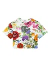 Dolce & Gabbana Girl's Floral Interlocked Logo-print T-shirt In White