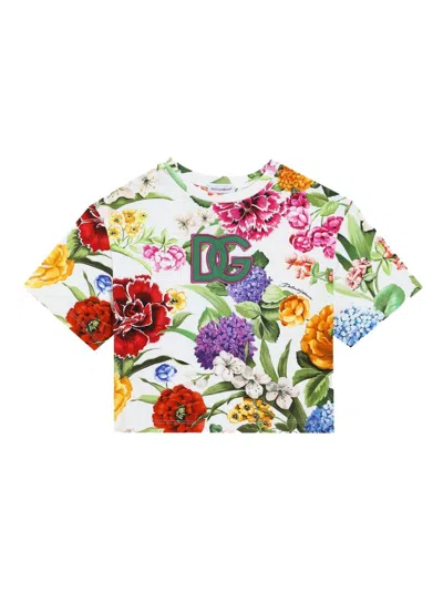 Dolce & Gabbana Kids' Floral-print T-shirt In White