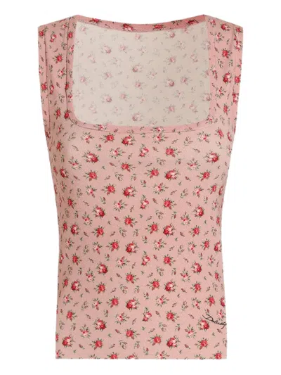 Dolce & Gabbana Floral-print Tank Top In Pink