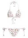 Dolce & Gabbana Small Rose-print Triangle Bikini In White