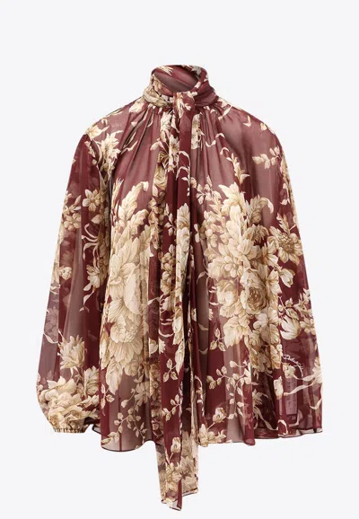Dolce & Gabbana Floral Print Tied Blouse In Multi