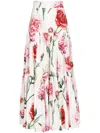 Dolce & Gabbana Floral-print Tiered Maxi Skirt In White