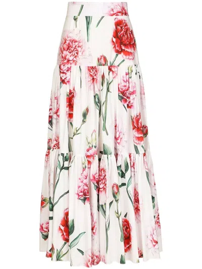 Dolce & Gabbana Floral-print Tiered Maxi Skirt In Multicolore