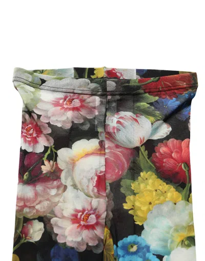 Dolce & Gabbana Floral Print Tights In Black