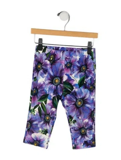 Pre-owned Dolce & Gabbana Babies' Floral Print Tights In Purple