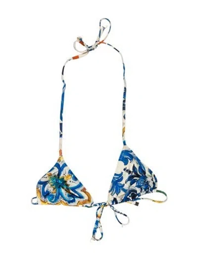 Pre-owned Dolce & Gabbana Floral Print Top In Blue