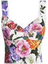 Dolce & Gabbana Cotton Corset Top With Floral Print In Weiss
