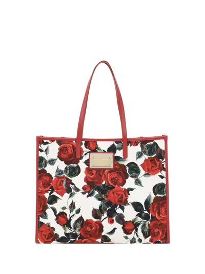 Dolce & Gabbana Women Large Canvas Tote Bag In Red