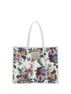 Dolce & Gabbana White Shopper With All-over Floral Motif In Fabric Woman In White
