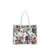 Dolce & Gabbana White Shopper With All-over Floral Motif In Fabric Woman In White