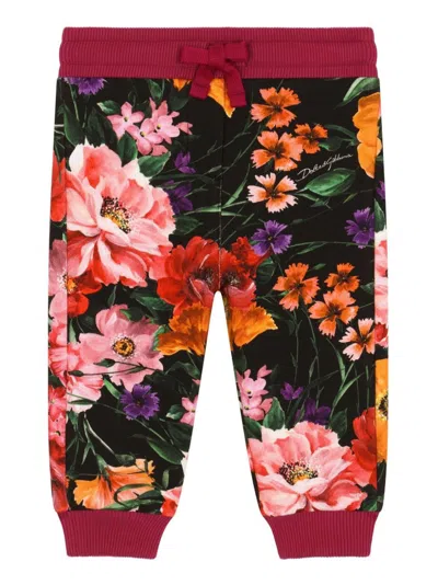 Dolce & Gabbana Babies' Floral-print Track Pants In Black