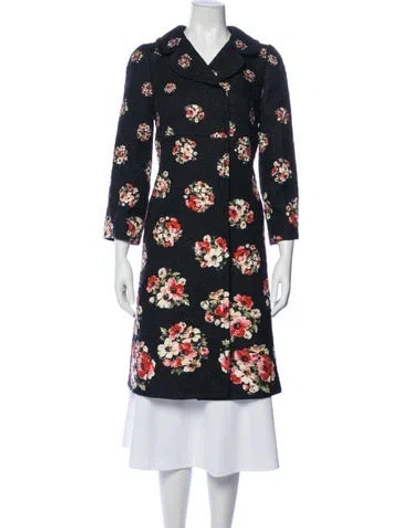 Pre-owned Dolce & Gabbana Floral Print Trench Coat In Blue