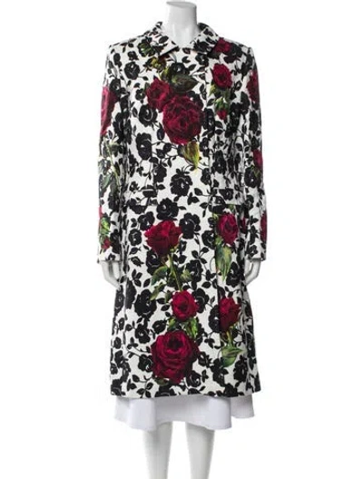 Pre-owned Dolce & Gabbana Floral Print Trench Coat W/ Tags In Multi