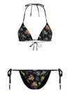 Dolce & Gabbana Floral-print Triangle Bikini Set In Black
