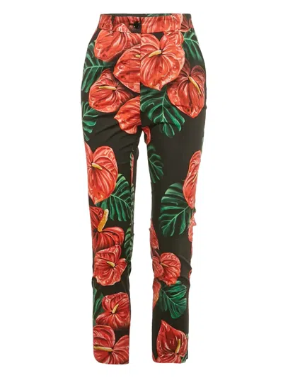 Pre-owned Dolce & Gabbana Floral-print Trousers