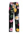Dolce & Gabbana Floral Print Drawstring Silk Pants In Black