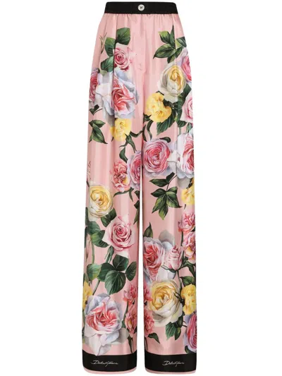 DOLCE & GABBANA FLORAL-PRINT TROUSERS