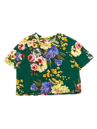 Dolce & Gabbana Floral Print T-shirt In Green