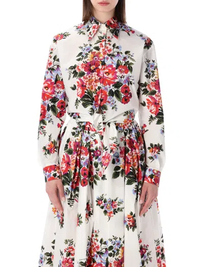 Dolce & Gabbana Floral Print T-shirt For Women - Ss26 Collection In White