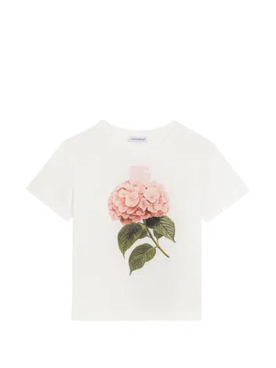 Dolce & Gabbana Kids' Floral Print T-shirt In Neutral