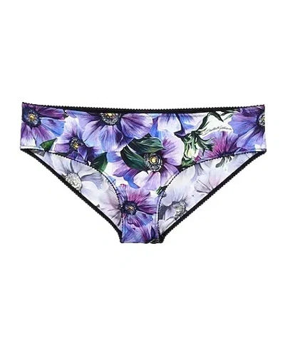 Dolce & Gabbana Silk Floral Brief Panty In Purple