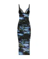 Dolce & Gabbana Bluebell Print Tulle Midi Slip Dress In Black