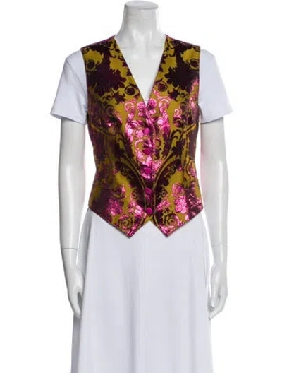 Pre-owned Dolce & Gabbana Floral Print Vest In Red