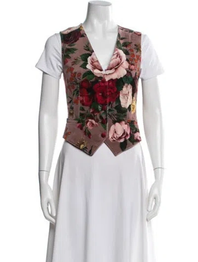 Pre-owned Dolce & Gabbana Floral Print Vest In Red