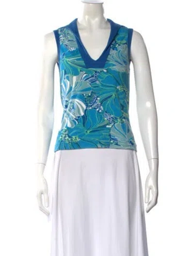 Pre-owned Dolce & Gabbana Floral Print V-neck Top In Neutral