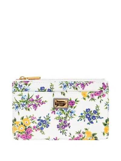 Dolce & Gabbana Floral-print Wallet In White