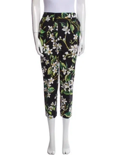 Pre-owned Dolce & Gabbana Floral Print Wide Leg Pants In Black