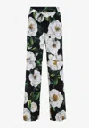 Dolce & Gabbana Floral Print Wide-leg Pants In Multicolor