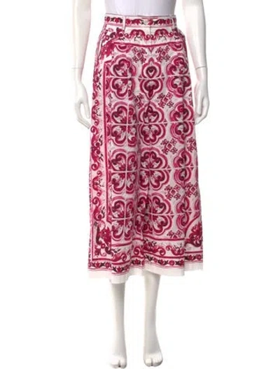 Pre-owned Dolce & Gabbana Floral Print Wide Leg Pants In Pink