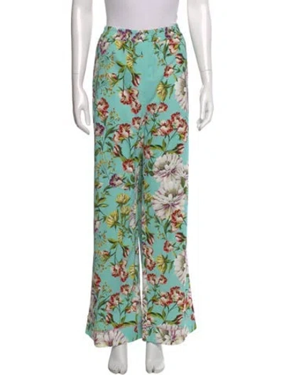 Pre-owned Dolce & Gabbana Floral Print Wide Leg Pants W/ Tags In Green