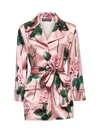 Dolce & Gabbana Silk Floral Shirt With Waist Belt In Pink