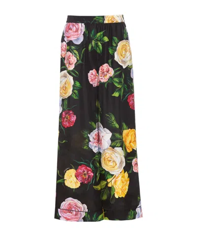 DOLCE & GABBANA DOLCE  GABBANA ROSE PRINTED ELASTIC WAIST TROUSERS