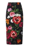 Dolce & Gabbana Floral-printed Cotton Poplin Midi Pencil Skirt