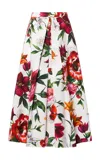 Dolce & Gabbana Multicolor Midi Skirt With All-over Floral Print And Rear Zip Closure In Cotton Woman