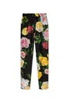 Dolce & Gabbana Floral Print Silk Pants In Peonie/rose F.nero