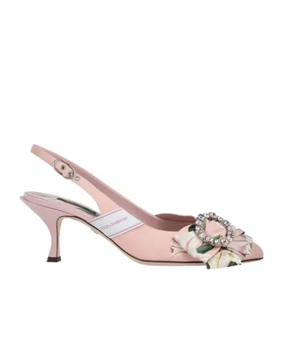 Dolce & Gabbana Floral Printed High Heels In Pink